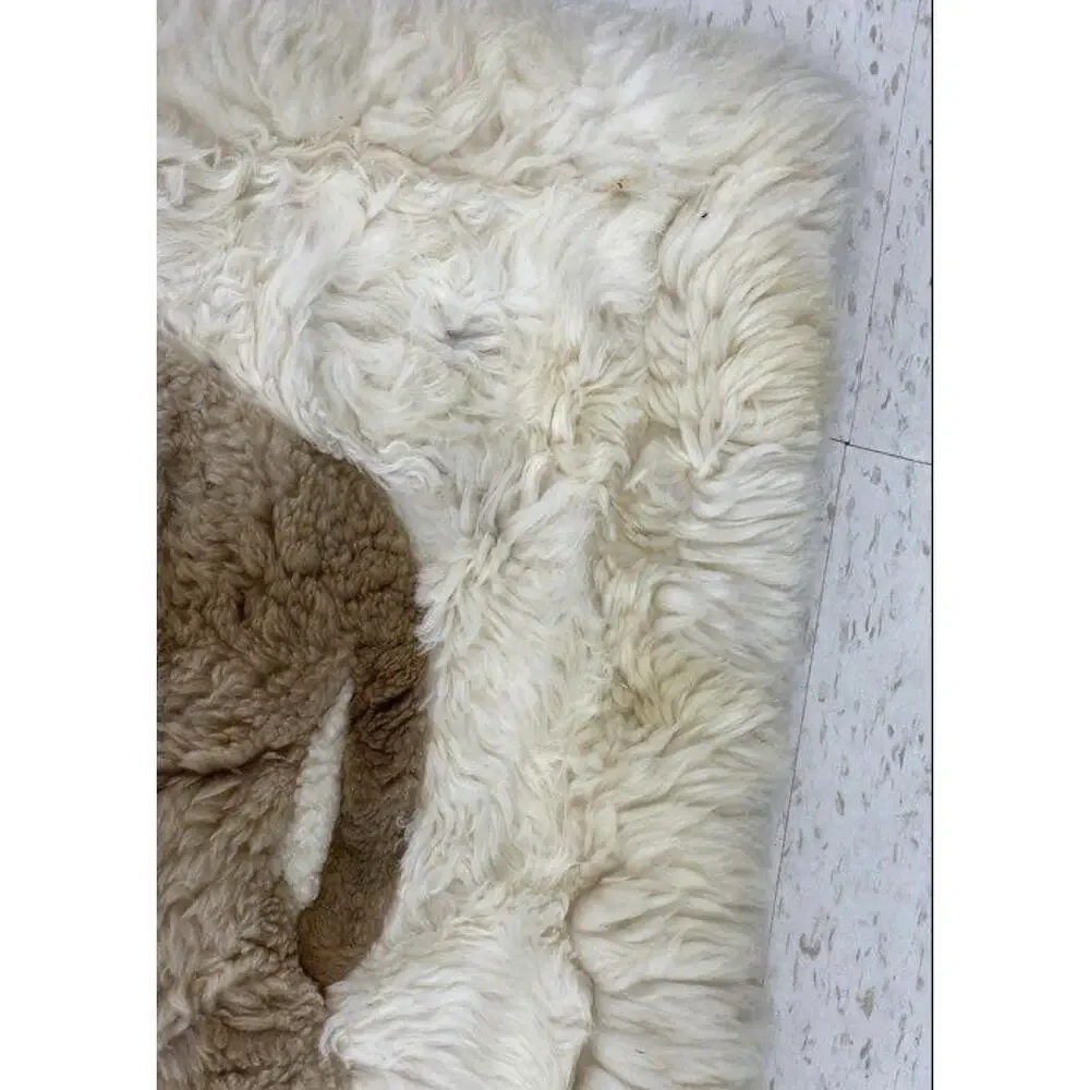 Mexican Mexico 100% Alpaca Fur Tapestry Rug 43x30 Lion Vintage Hole